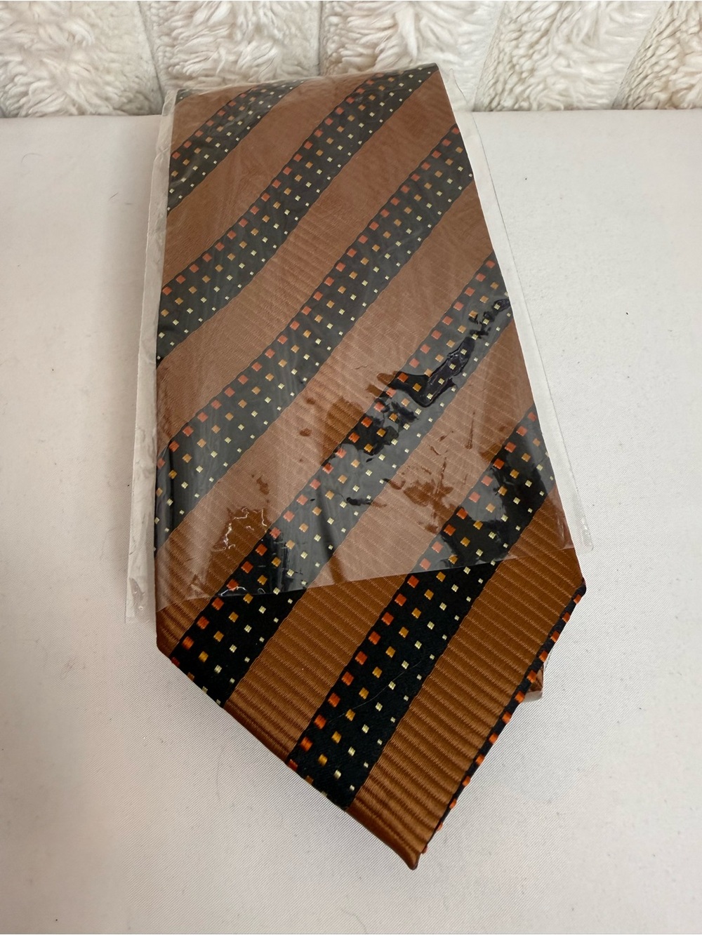 Hermes Paris brown patterned tie